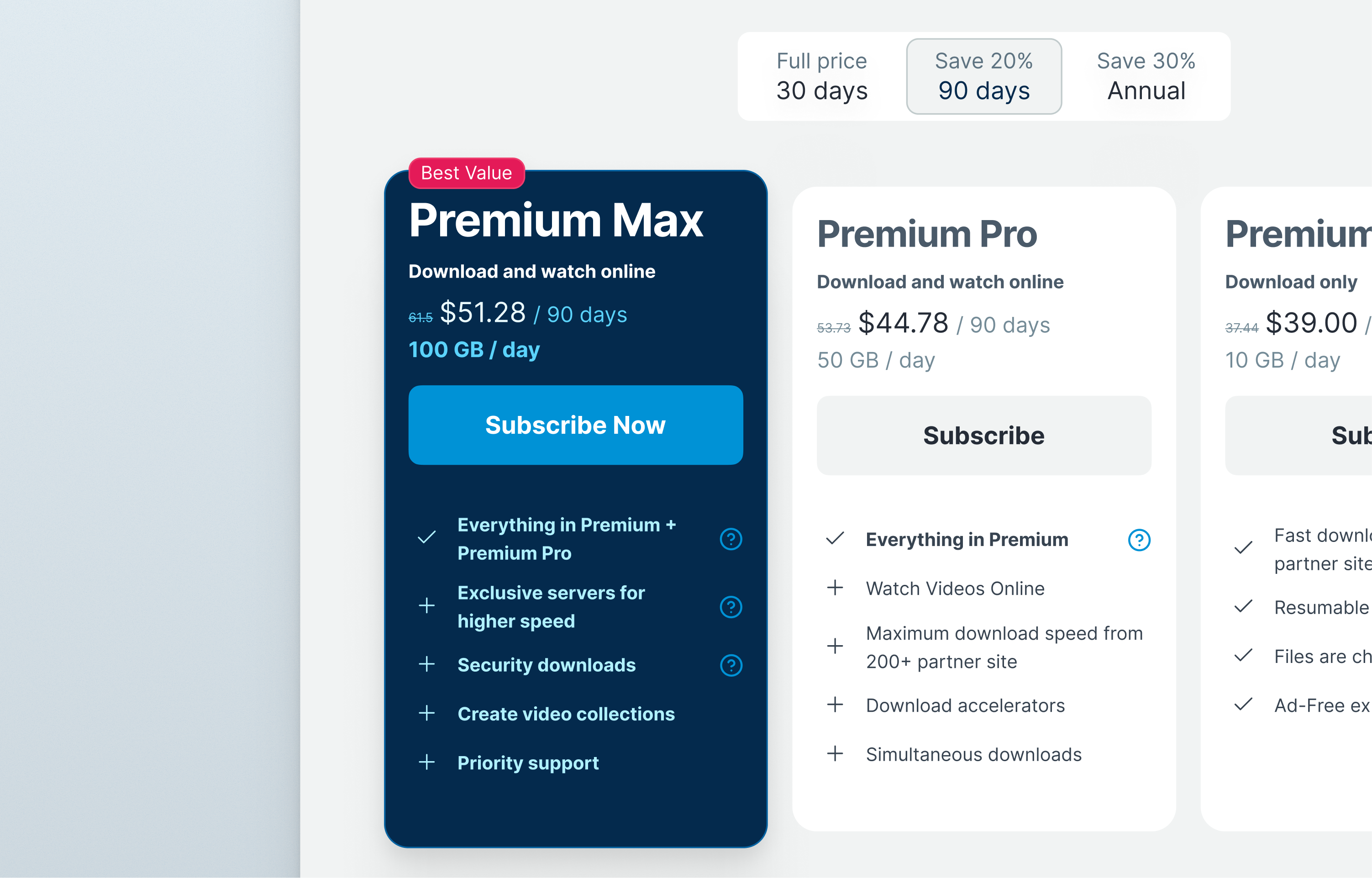 Pricing page redesign — key screen 2